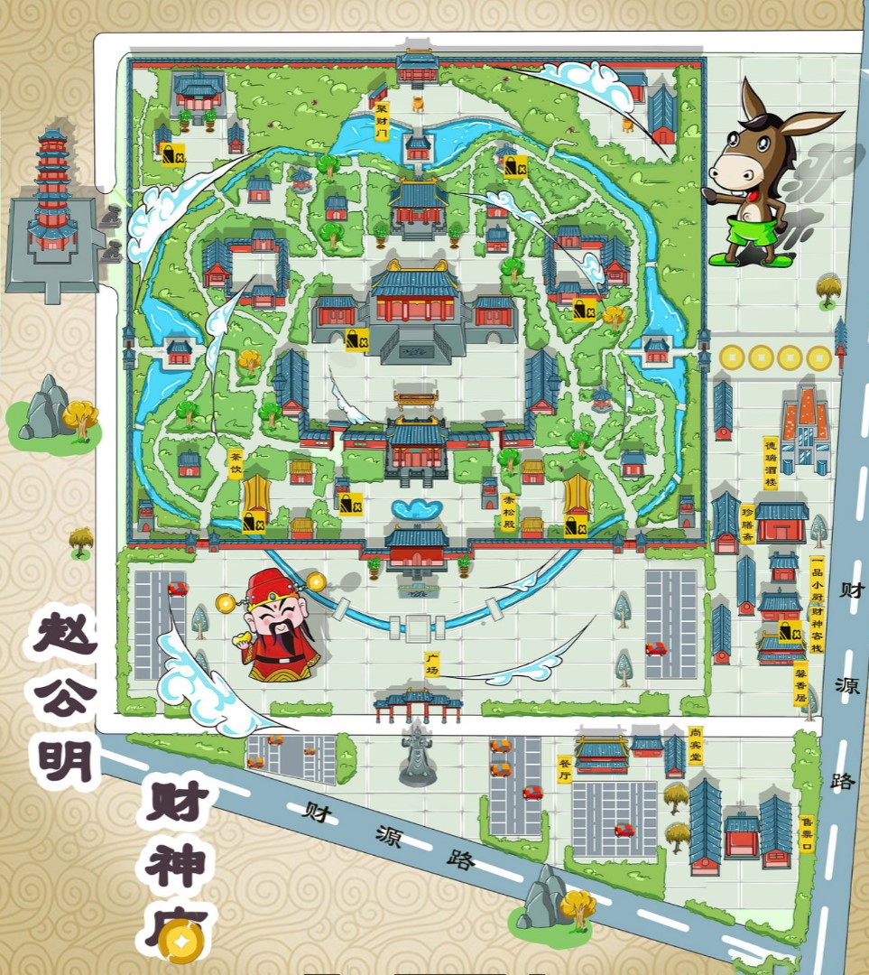 明光寺庙类手绘地图